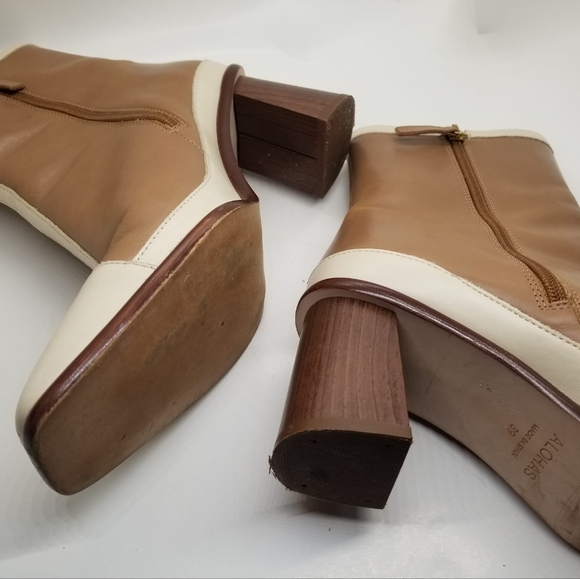 ALOHAS West Retro Cream and Tan Ankle Boots - Picture 1 of 7